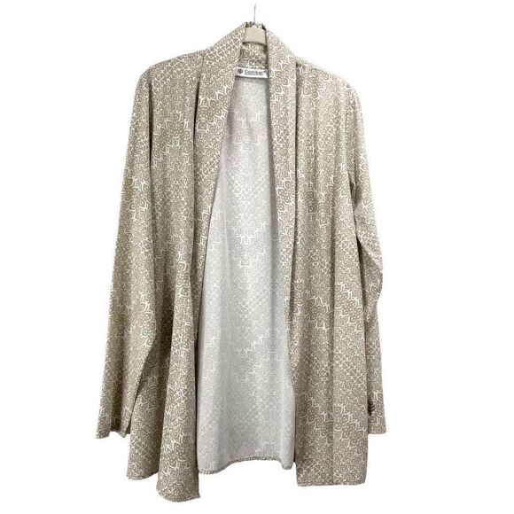Coolibar printed open front lightweight topper duster Size M tan white boho lage - Picture 1 of 7